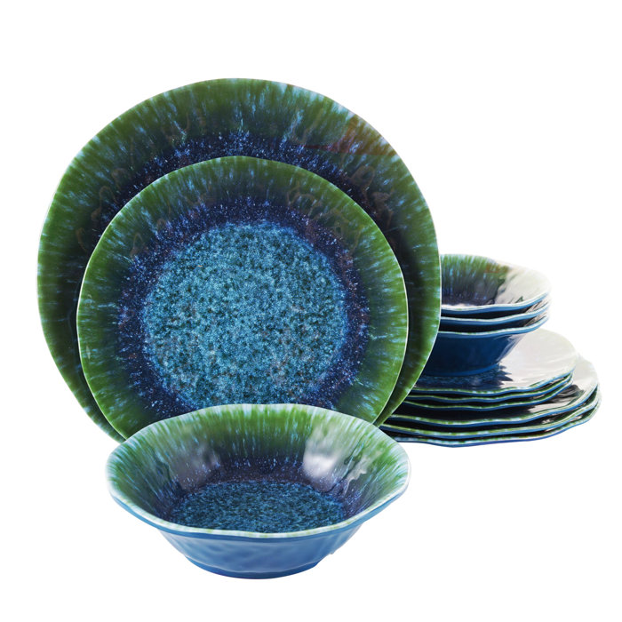 Bay Isle Home Turquoise Melamine Dinnerware Set 12 Piece & Reviews